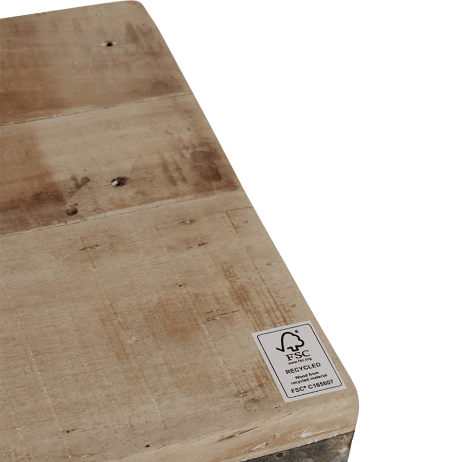 Limewash inklapbare eetkamerbank FSC-gerecycled hout120 cm