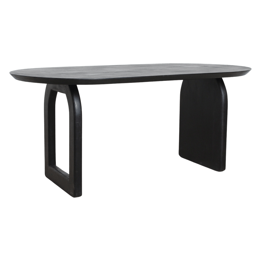 Bullnose dining table black 180 mix base