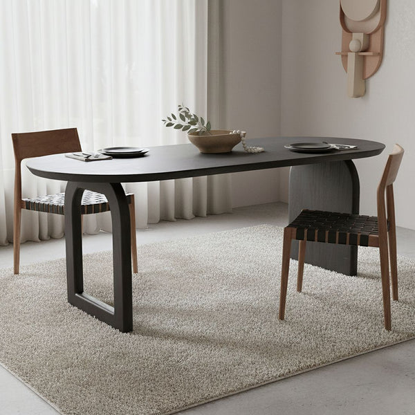 Bullnose dining table black 180 mix base