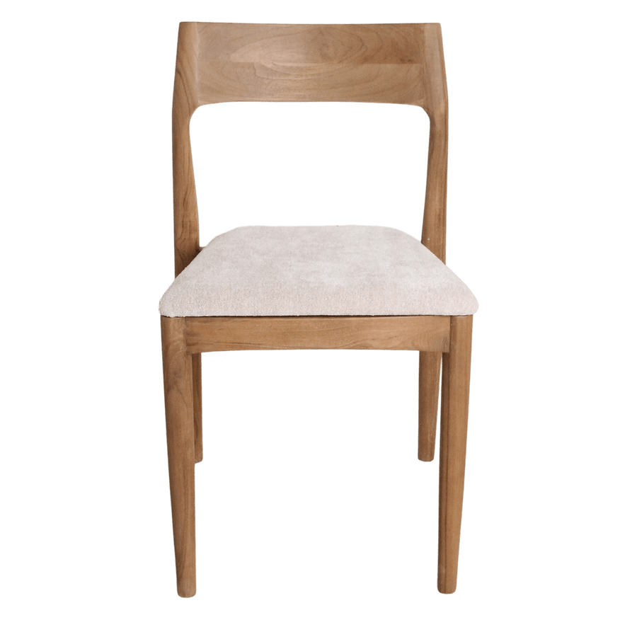 Freya teakhouten eetkamerstoel creme set van 2