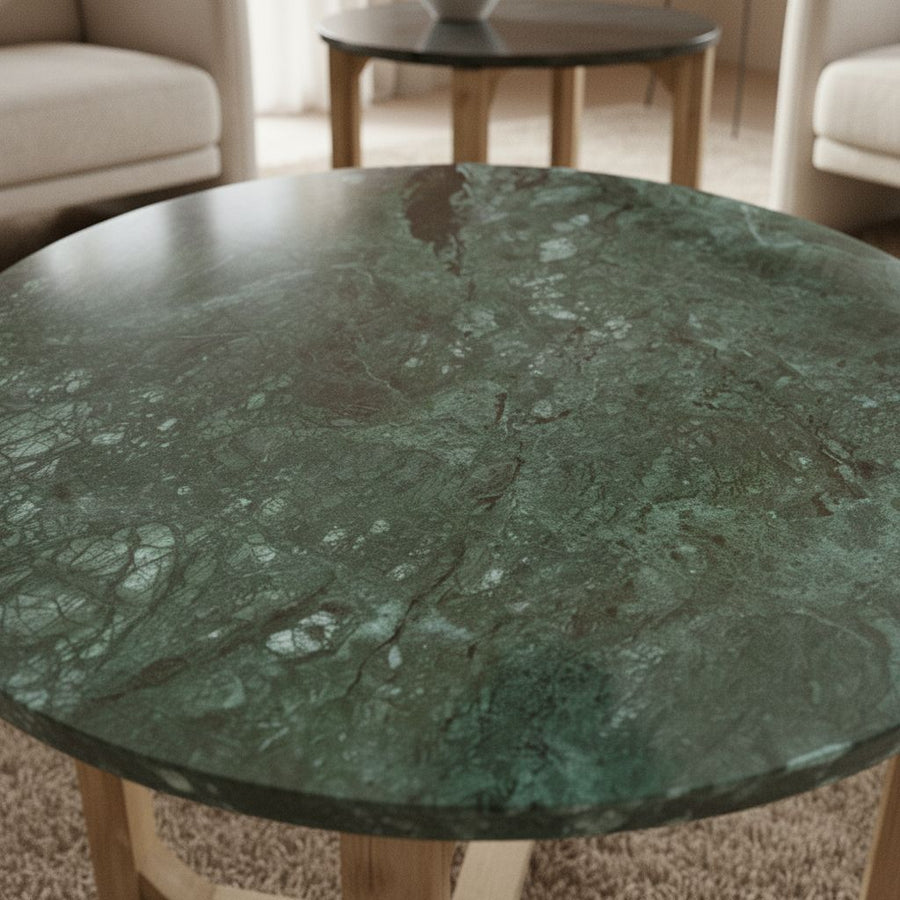 Marmeren bijzettafel rond groen