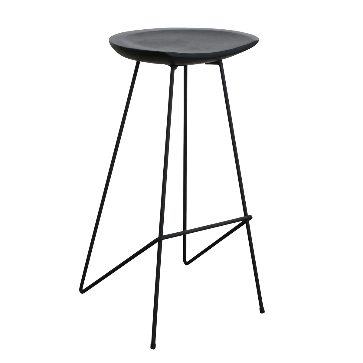 Loft teakhouten barkruk zwart 41x42x77 cm