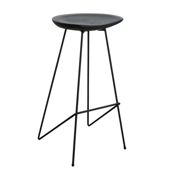 Loft teakhouten barkruk zwart 41x42x77 cm