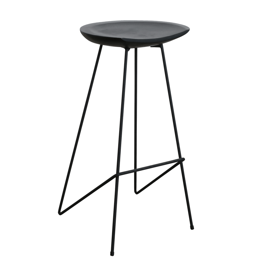 Loft teakhouten barkruk zwart 41x42x77 cm