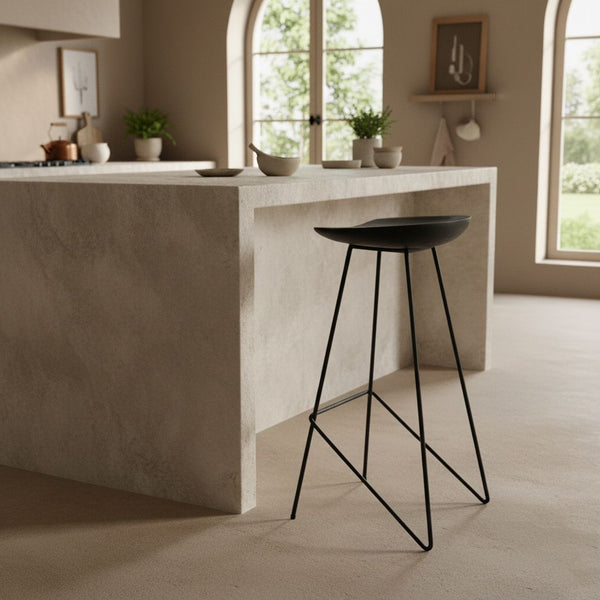 Loft teakhouten barkruk zwart 41x42x77 cm