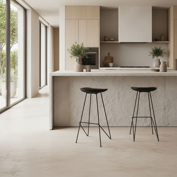 Loft teakhouten barkruk zwart 41x42x77 cm
