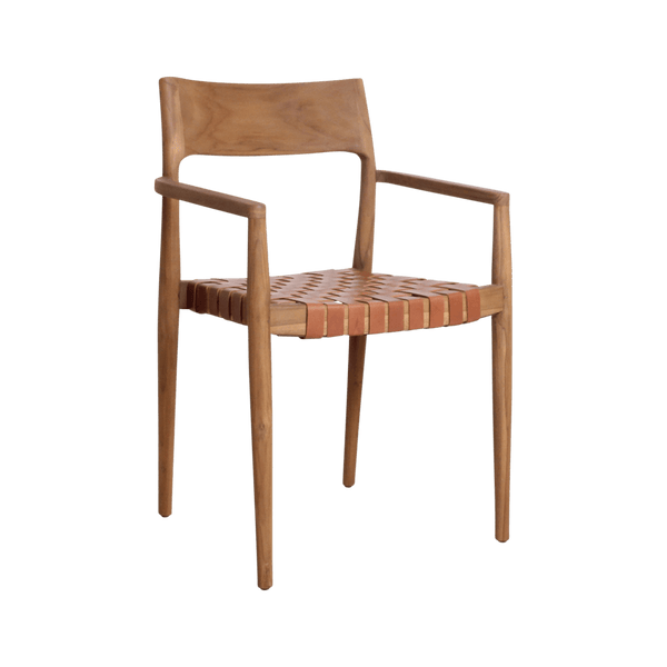 Freya teak eetkamerstoel met armleuning Naturel set van 2