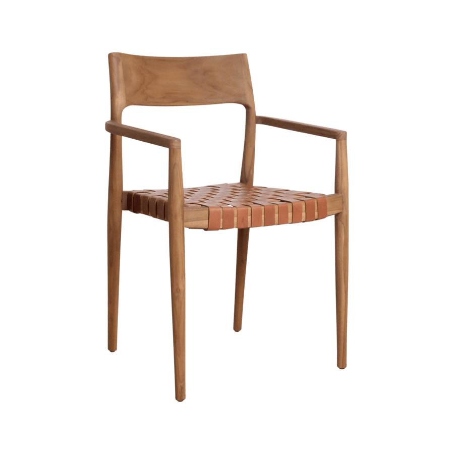 Freya teak eetkamerstoel met armleuning Naturel set van 2