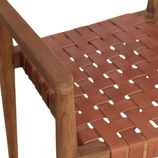 Freya teak eetkamerstoel met armleuning Naturel set van 2