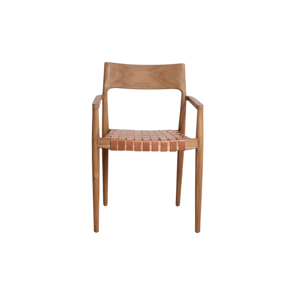 Freya teak eetkamerstoel met armleuning Naturel set van 2