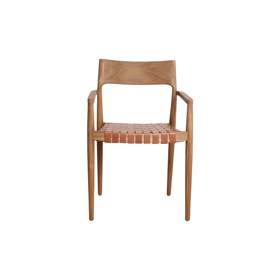 Freya teak eetkamerstoel met armleuning Naturel set van 2