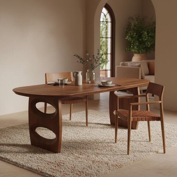 Freya teak eetkamerstoel met armleuning Naturel set van 2