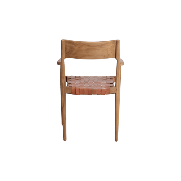 Freya teak eetkamerstoel met armleuning Naturel set van 2
