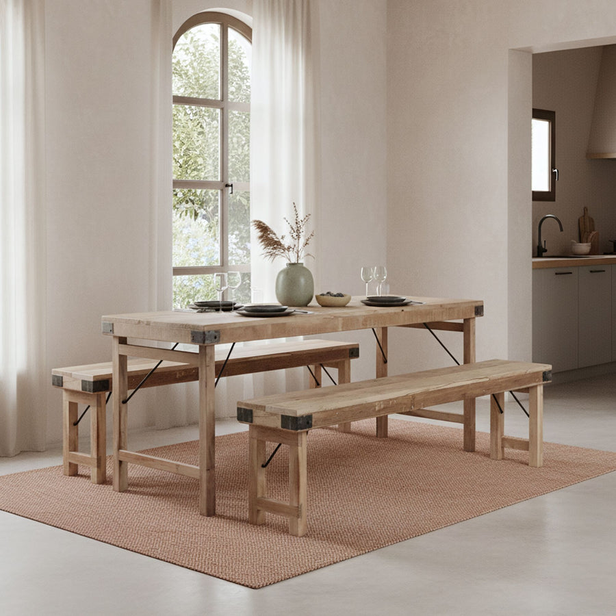 Limewash opklapbare eettafel 172x60x76 cm