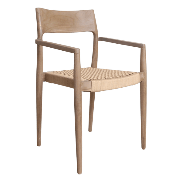 Freya licht teakhouten tuinstoel met armleuning Naturel set van 2