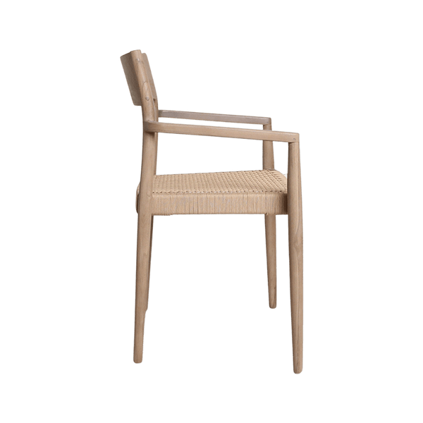 Freya licht teakhouten tuinstoel met armleuning Naturel set van 2