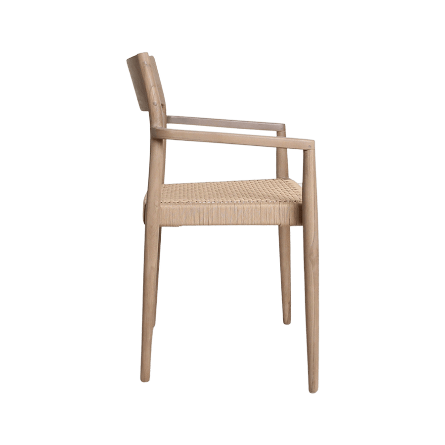 Freya licht teakhouten tuinstoel met armleuning Naturel set van 2