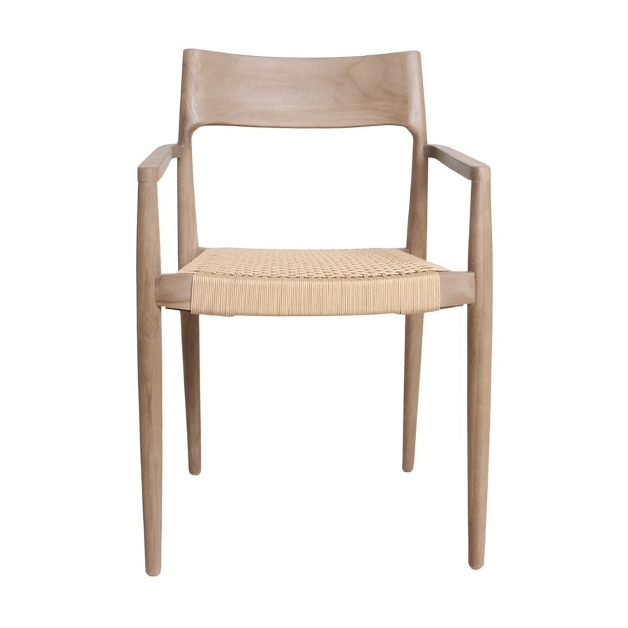 Freya licht teakhouten tuinstoel met armleuning Naturel set van 2