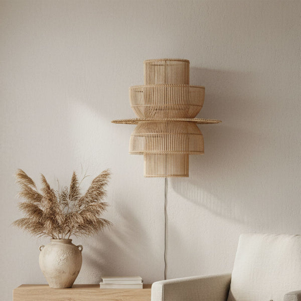 Saturn rotan wandlamp 33x52x55 cm