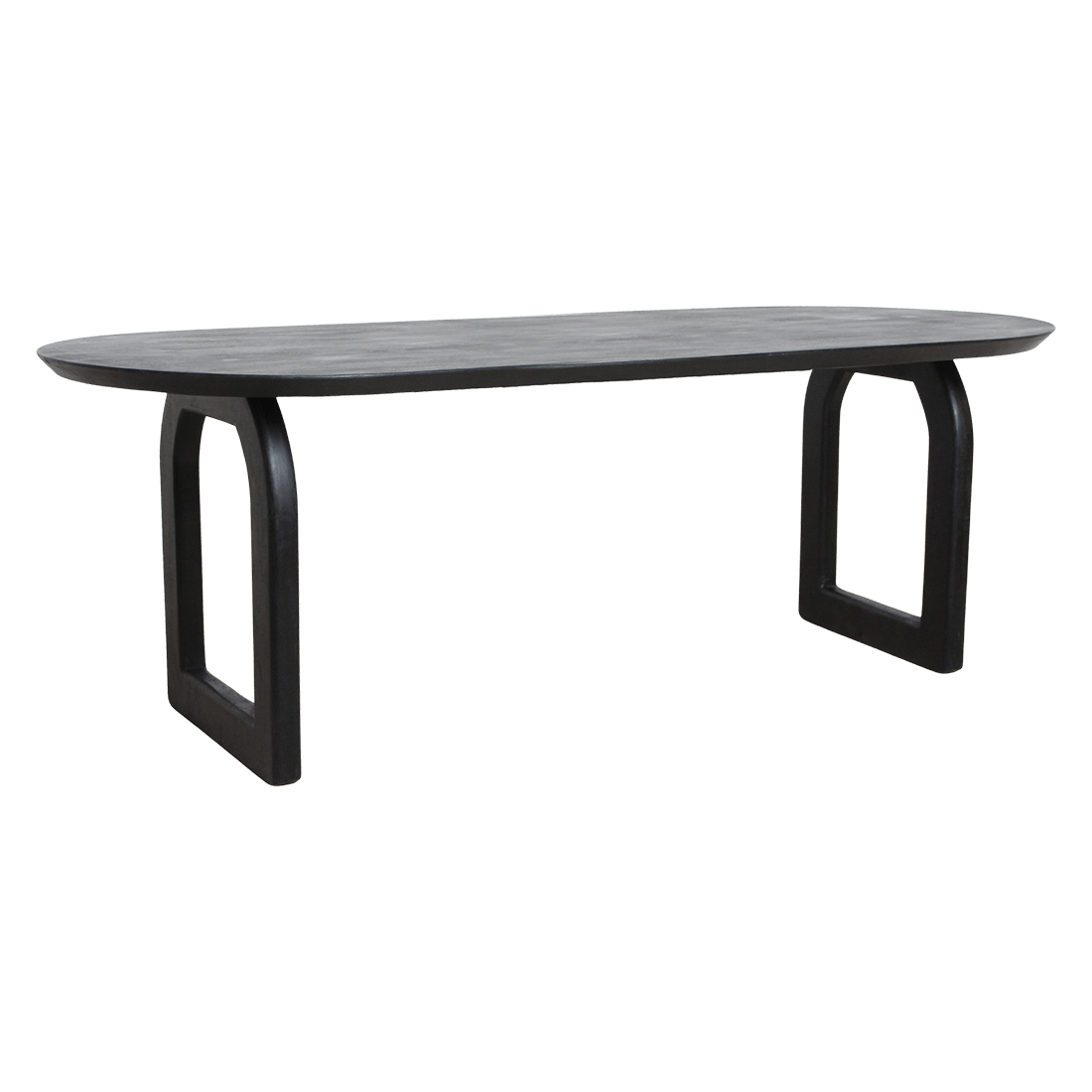 Bullnose dining table black 240 cm open base black 240 cm