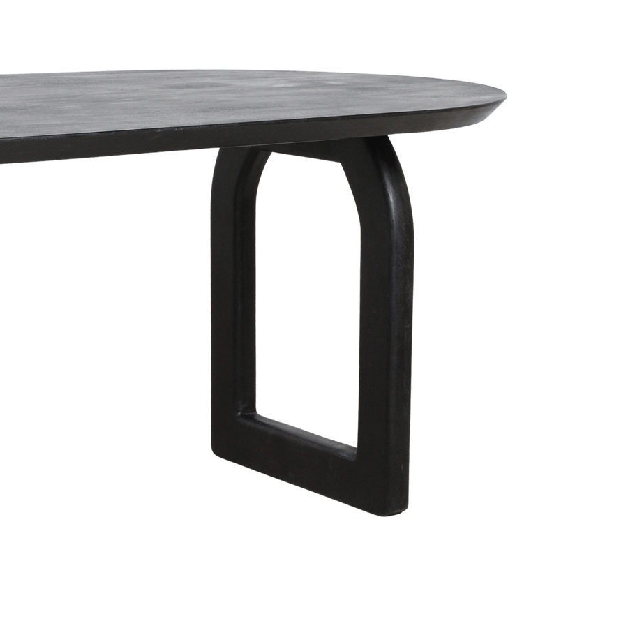 Bullnose dining table black 240 cm open base black 240 cm