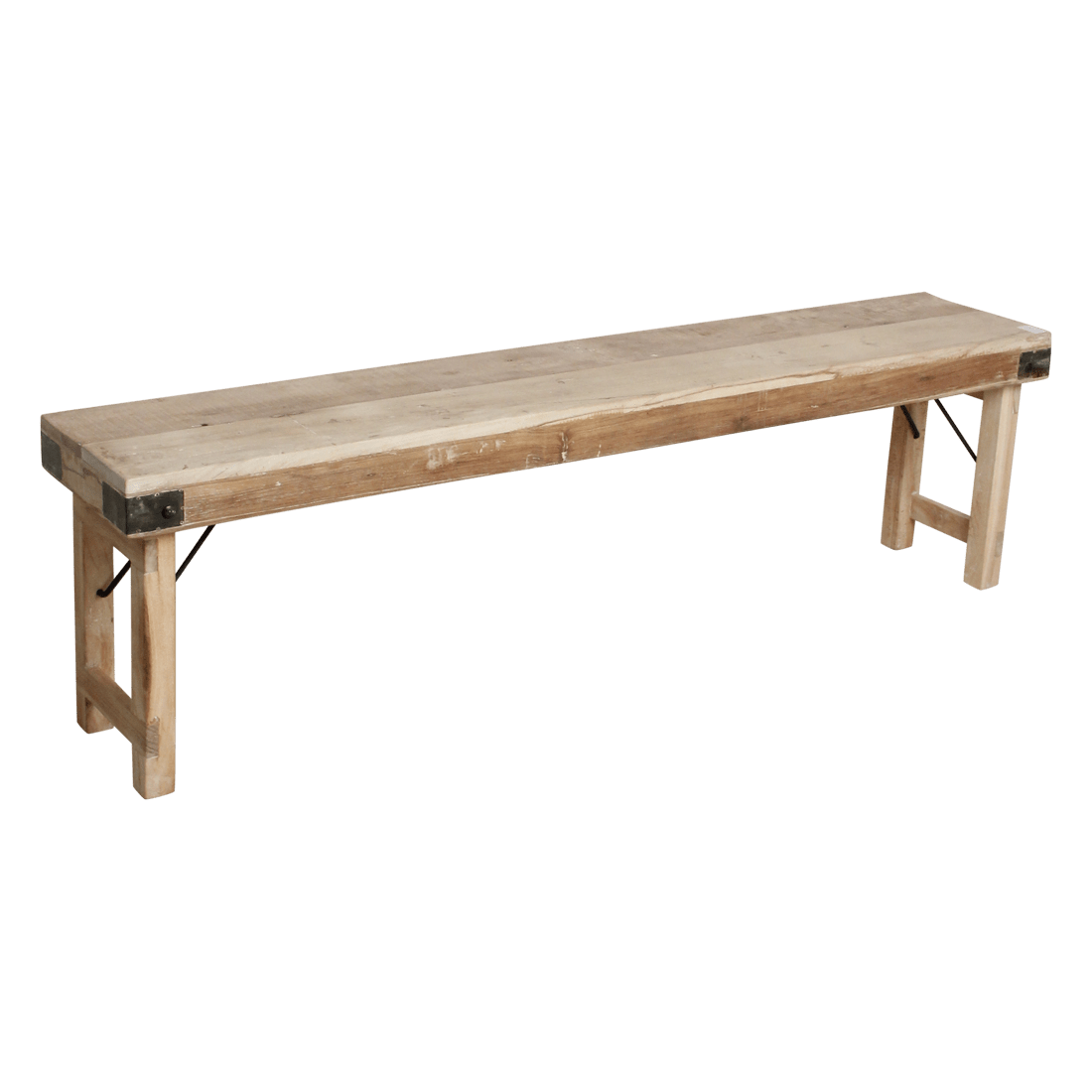 Limewash inklapbare eetkamerbank FSC-gerecycled hout160 cm
