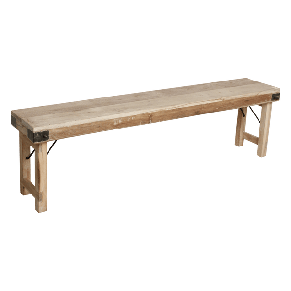 Limewash inklapbare eetkamerbank FSC-gerecycled hout160 cm