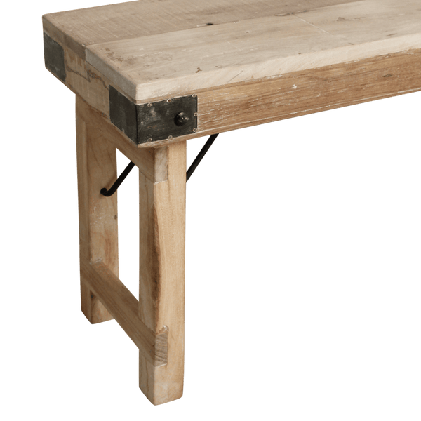 Limewash inklapbare eetkamerbank FSC-gerecycled hout160 cm