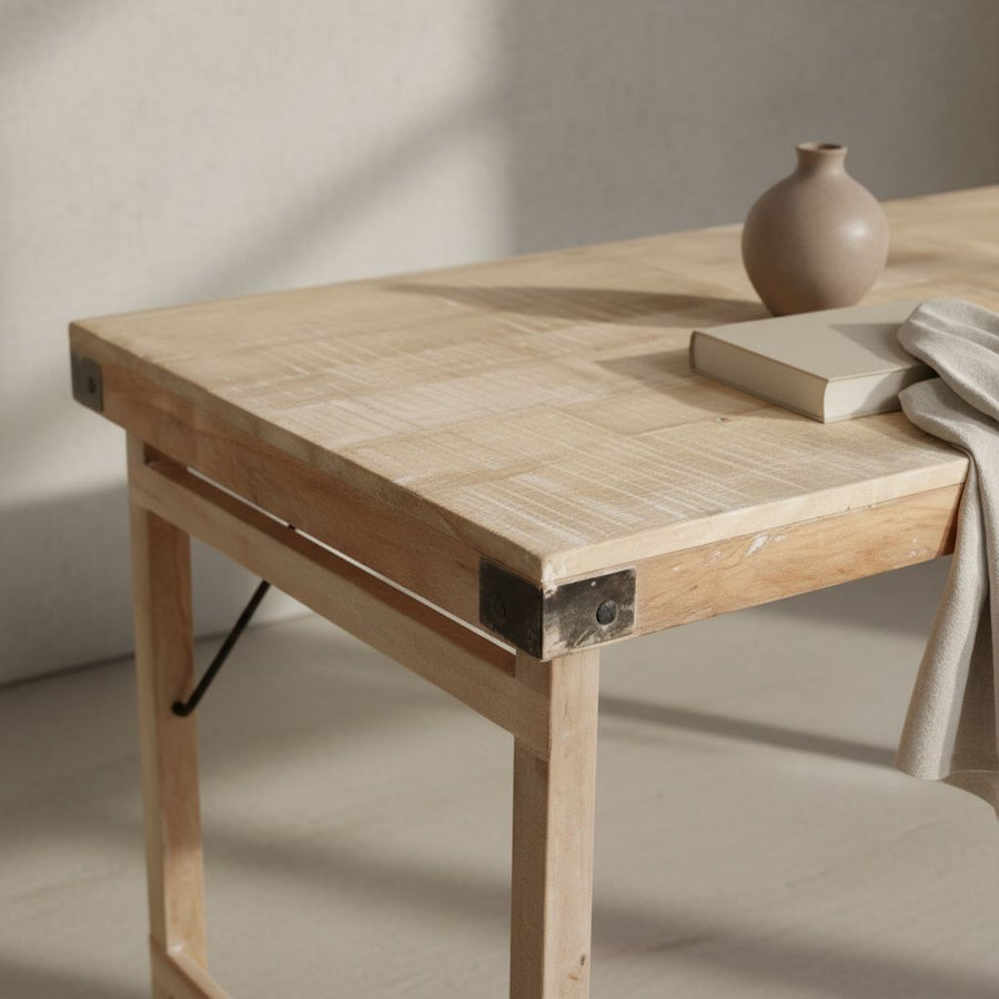 Limewash opklapbare eettafel 165x75x76 cm