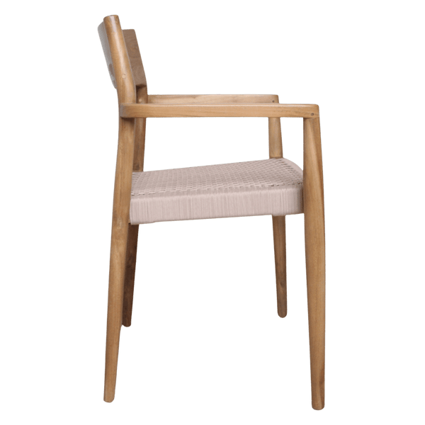Freya donker teakhouten tuinstoel met armleuning Naturel set van 2