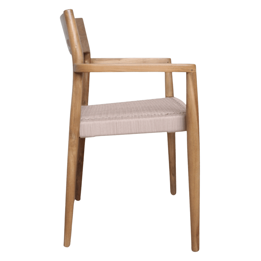 Freya donker teakhouten tuinstoel met armleuning Naturel set van 2