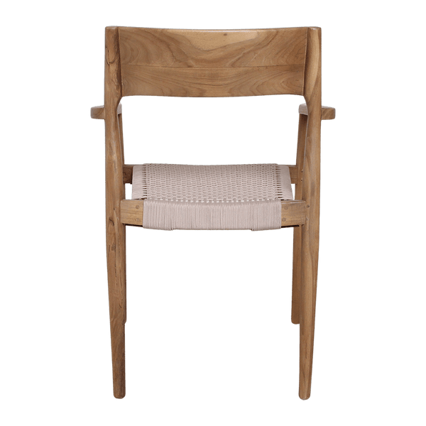 Freya donker teakhouten tuinstoel met armleuning Naturel set van 2
