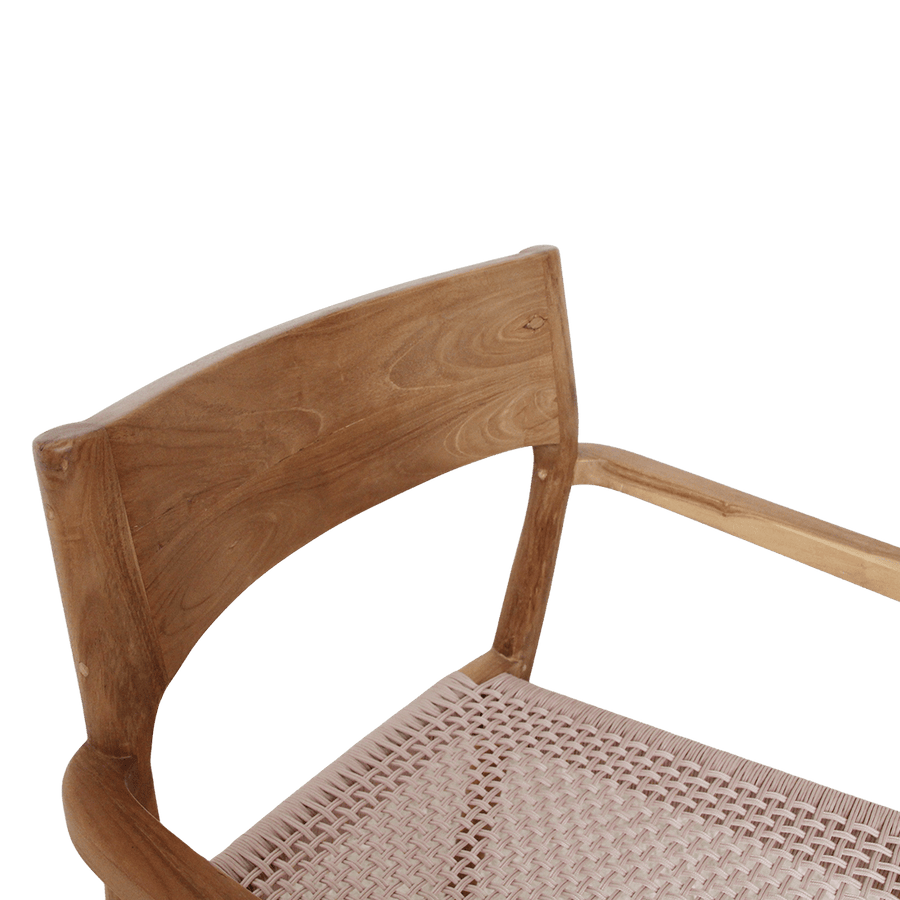 Freya donker teakhouten tuinstoel met armleuning Naturel set van 2