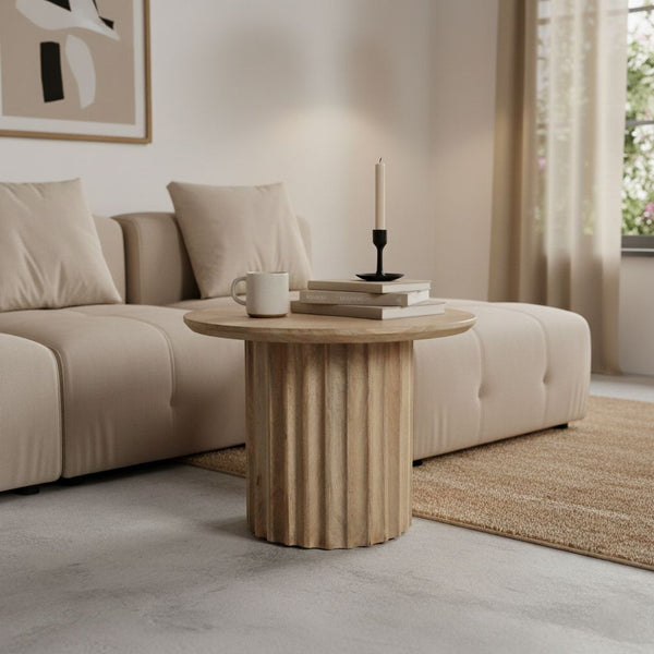 Bullnose bijzettafel reversed naturel Ø 55 cm
