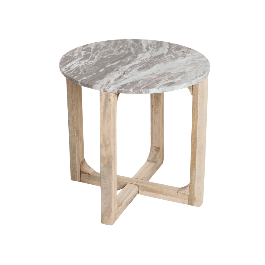 Marmeren bijzettafel rond fantasy bruin