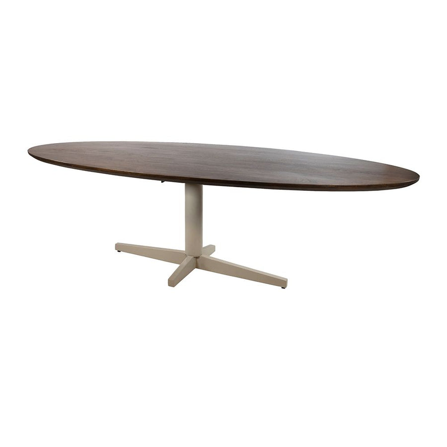 Eetkamertafel 220, ovaal, poot Beige, Mango Brown Walnut