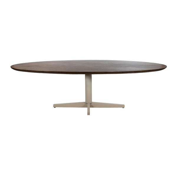 Eetkamertafel 220, ovaal, poot Beige, Mango Brown Walnut
