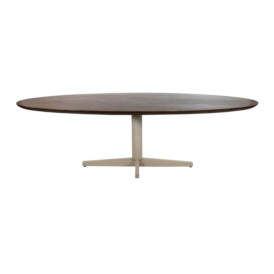 Eetkamertafel 220, ovaal, poot Beige, Mango Brown Walnut