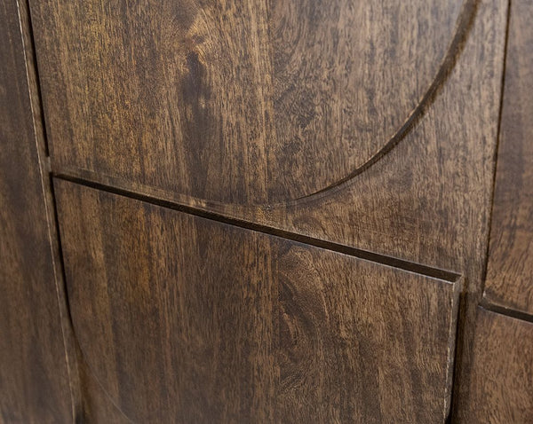 Wandkast 180 met 3 deuren en 2 open vakken, Dark Walnut