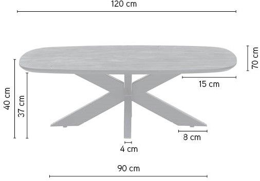 Salontafel deens ovaal 120, Mango Smooth Natural