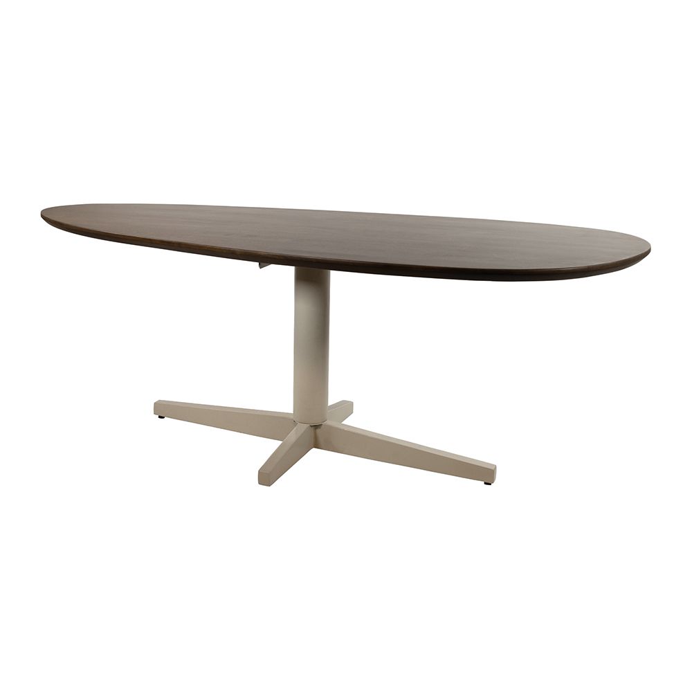 Eetkamertafel 220, organisch, poot Beige, Mango Brown Walnut