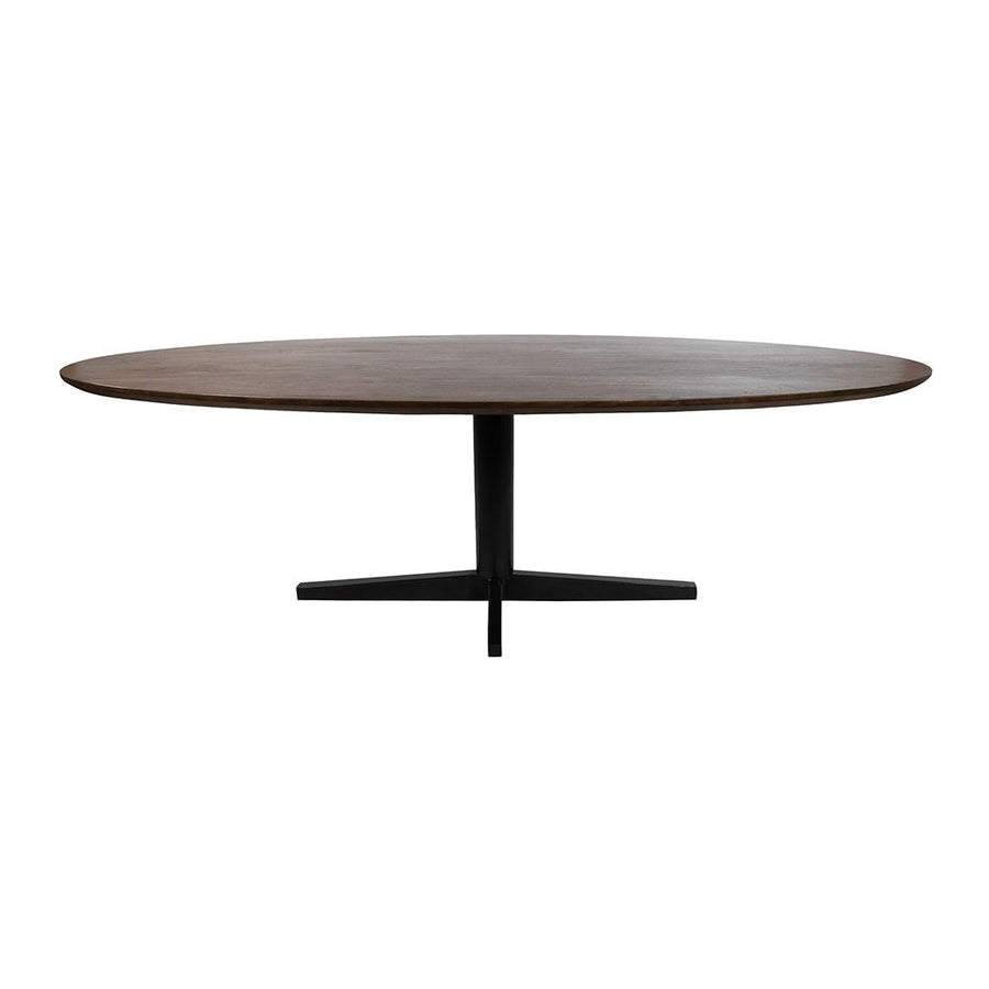 Eetkamertafel 160, ovaal, poot Black, Mango Brown Walnut
