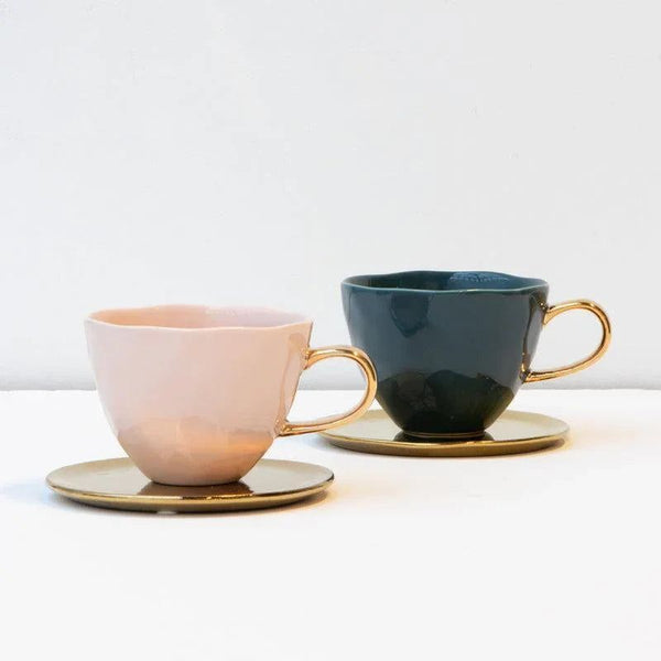 Good Morning kop Cappuccino / Tea Ø11 cm - Blue Green - Set van 4