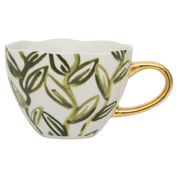 Good Morning kop Cappuccino/Tea Leaves Ø11 cm - Evergreen Sprig - Set van 2