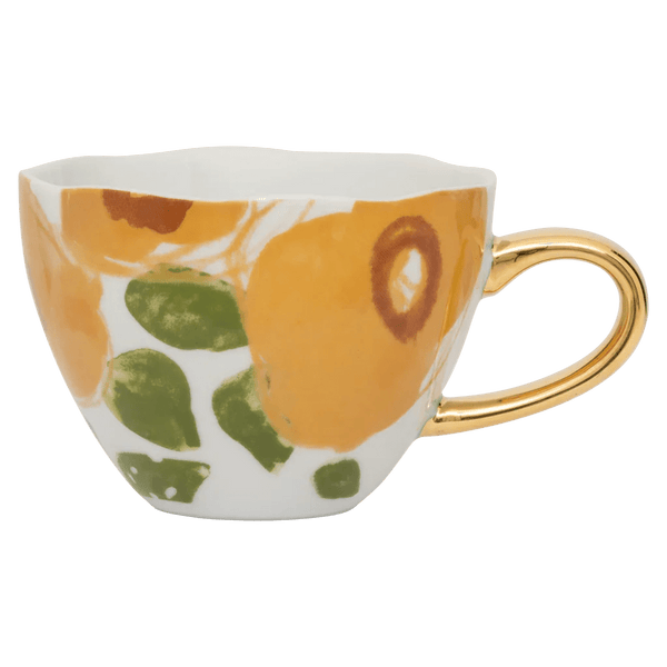 Good Morning kop Cappuccino/Tea Floral Art Ø11 cm - Caramel - Set van 2