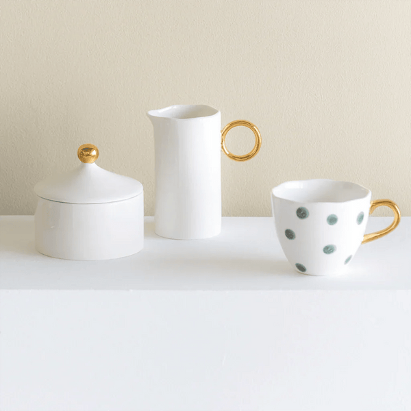 Good Morning kop Coffee Ø8 cm - Blue Green White - Set van 4