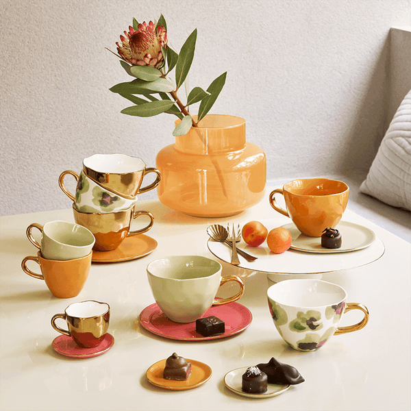 Good Morning kop Cappuccino / Tea Ø11 cm - Gold - Set van 4