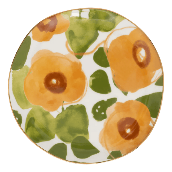 Good Morning bord Ø17 cm - Floral Art Caramel - Set van 2