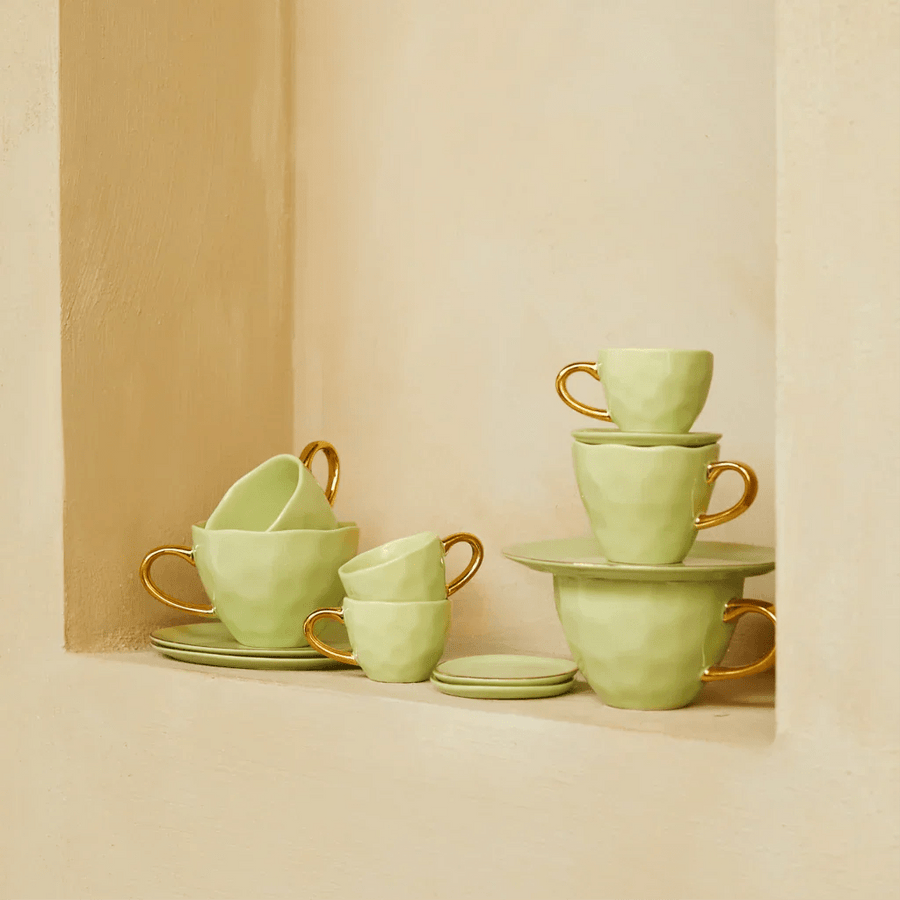 Good Morning kop Cappuccino / Tea Ø11 cm - Pale Green - Set van 4