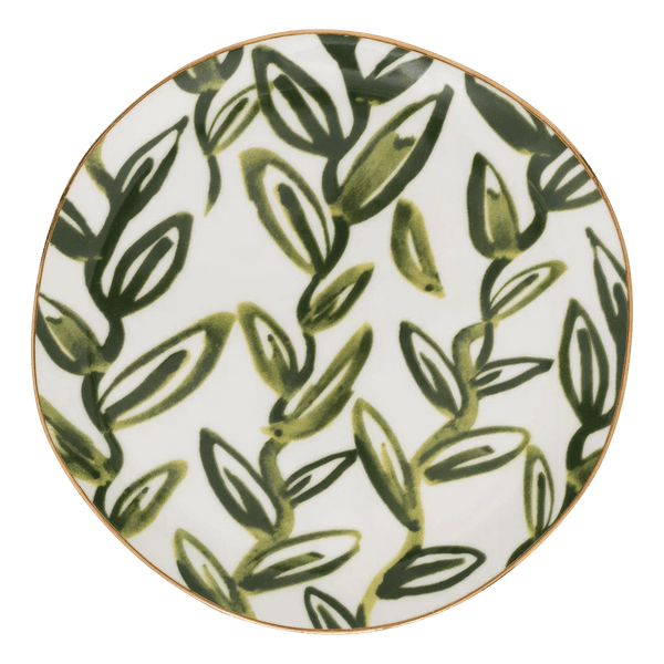 Good Morning bord Leaves Evergreen Sprig - Ø17 cm - Set van 2